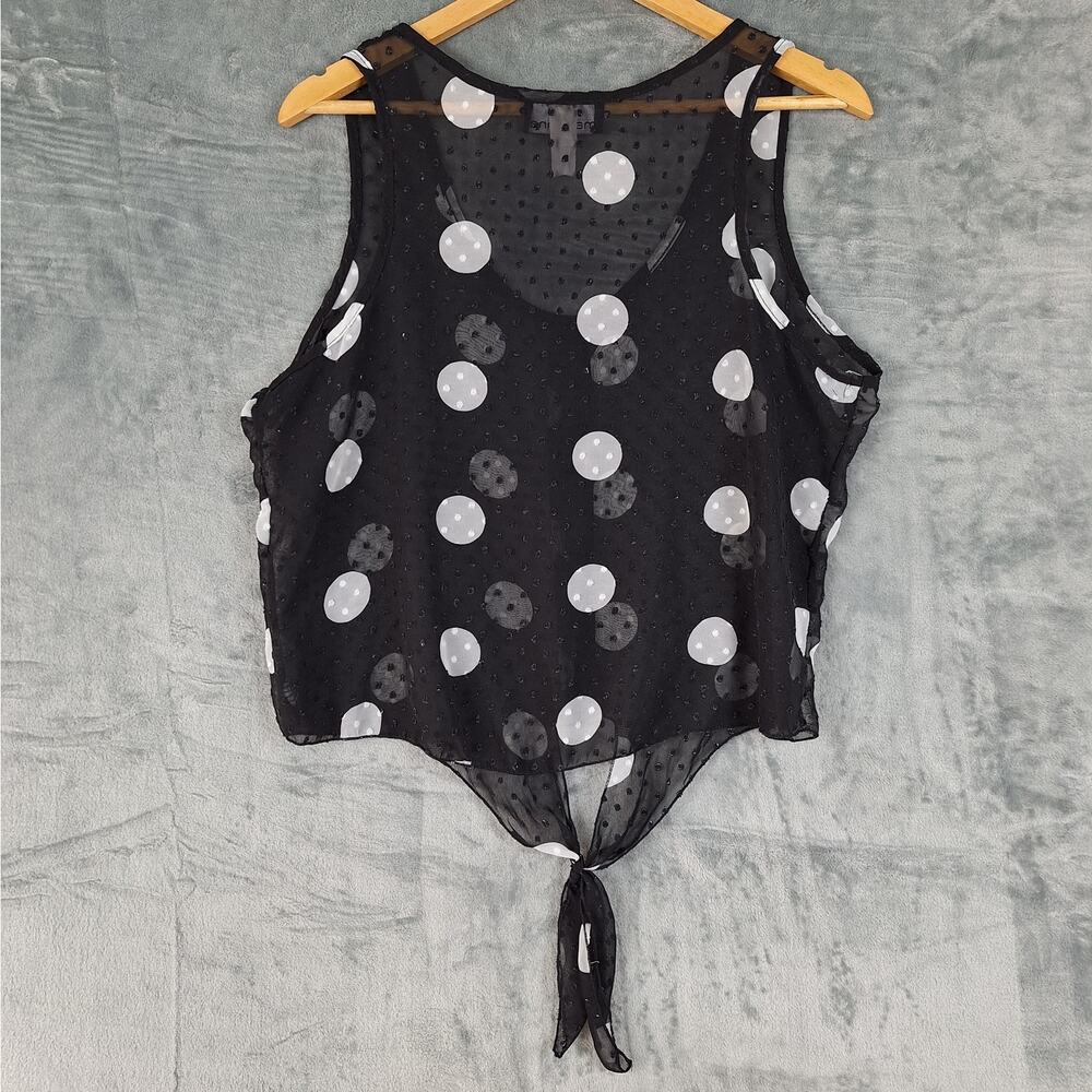 Womens Top Large‎ Black Sheer Polka Dot Fairy Grunge Whimsygoth Feminine Dainty - Picture 5 of 6